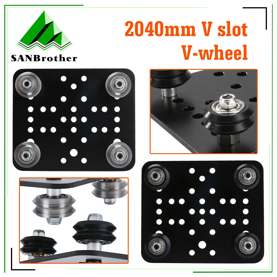 3D Printer Part V-Slot Gantry Set 2040mm Plate With V-wheel For Aluminum Profiles Aluminum Plate Kits Gantry Plat