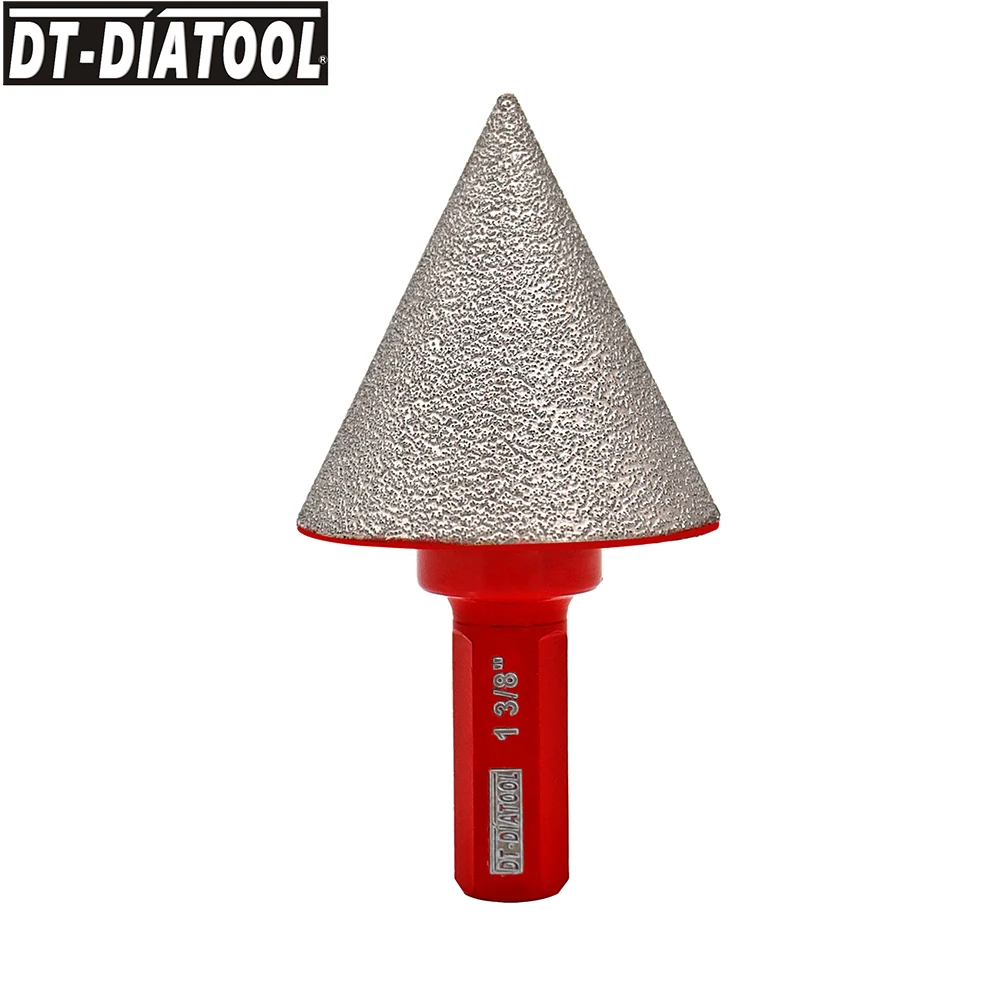 DT-DIATOOL 1pc Diamond Chamfer Finger Milling Bits Enlarge Shape Round Hex Thread Tiles Ceramic Marble Exsit Holes 35mm/1-3/8