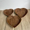 Heart Shape Bread Display Fruit Dish Baskets Leaf Rattan Weaving Basket Serving Storage Bowls for Family Friend Neighbor Gift 2