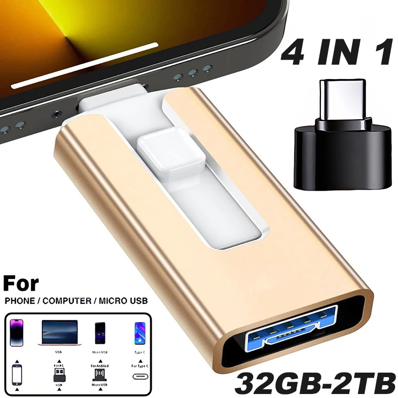 4 In1 OTG Micro USB 3.0 clé USB double usage Android TYPE-C clé Mobile Micro USB clé USB clé USB gratuite pour iPhone