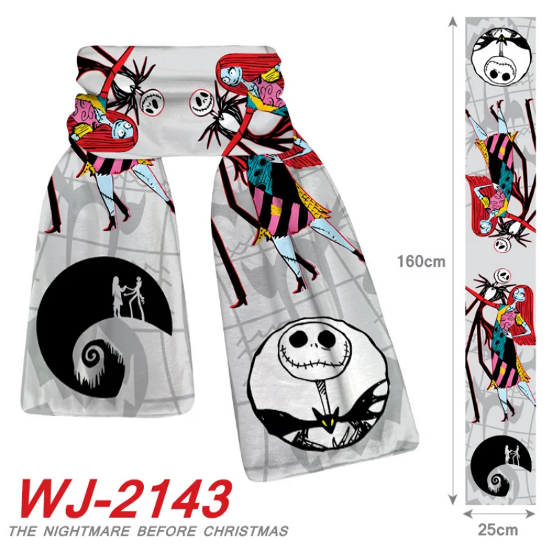 thumbnail image 1 of Bufanda de algodón de pesadilla antes de Navidad para niños, Jack Skellington Sally, figuras de Anime de Disney, Cosplay de Halloween, bufandas gruesas, regalo, 1 of 5