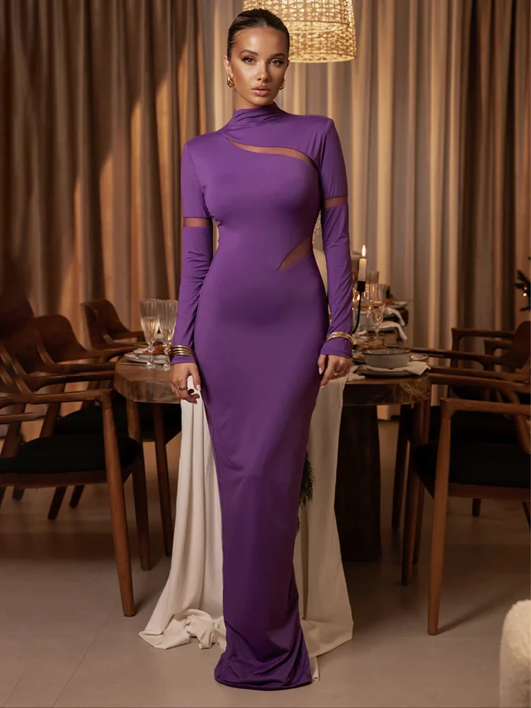 

Sibybo, сексуальное газовое лоскутное платье, базовое облегающее платье на молнии с длинными рукавами, модное длинное платье, Клубная одежда для девочек