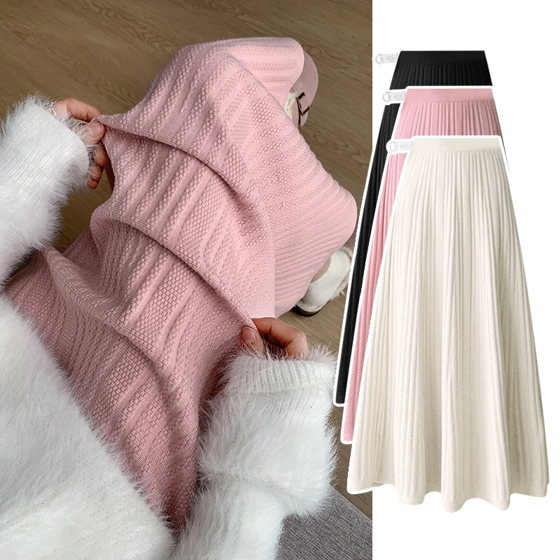Japanese Style Autumn Maternity Belly Skirts Solid Color Long Loose Dobby Knitted Skirt Good Quality Pregnant Woman Empire Skirt