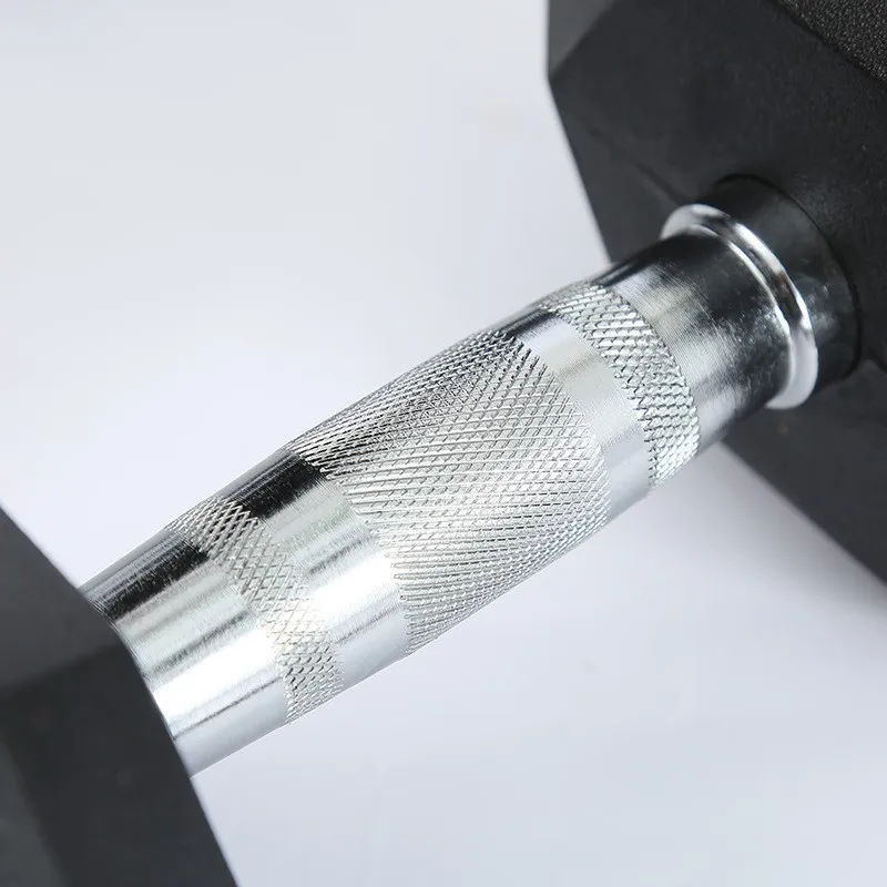 Gym Commercial Full Set Of Solid Iron Steel Safety Non-Slip Handle Hexagonal Rubber-Coated Dumbbells