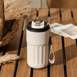 Smart Display Thermal Mug - 450ml Stainless Steel Vacuum Cup - 450ML (Black)