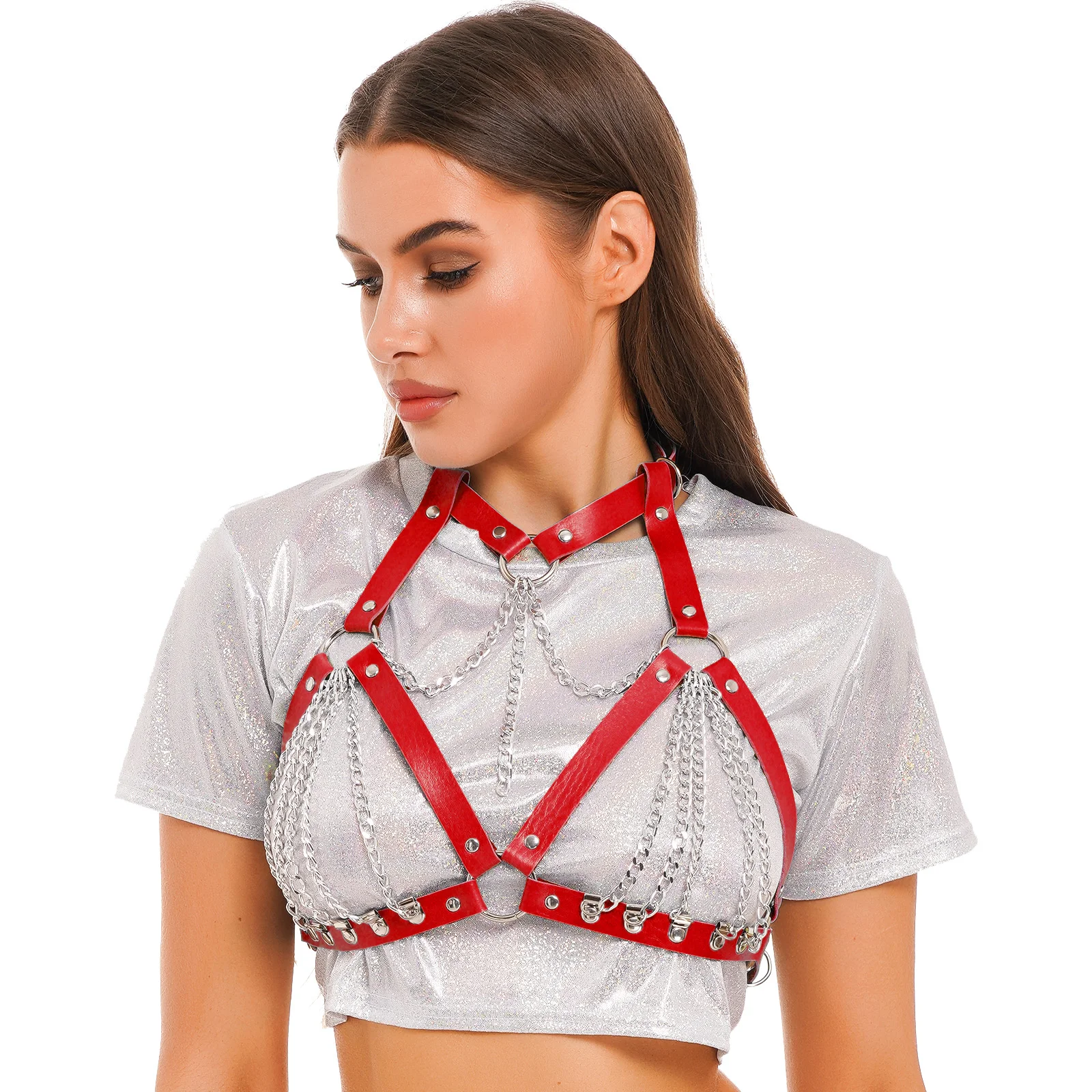 

Sissy Lingerie for Men Womens Bondage Harness Leather Chest Harness Body Chain Adjustable Straps Bra Belt Rave Party Clubwear