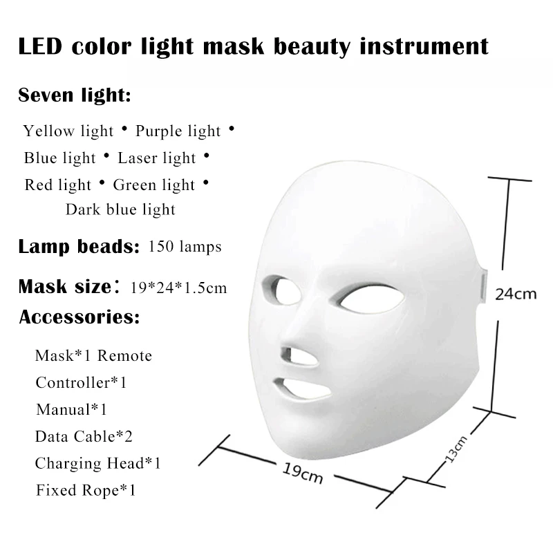 Led Facial Mask Led Facial Mask Light Therapy 7 Colours Face Beauty Devices Skin Rejuvenation Anti Acne Home Use Beauty Devices