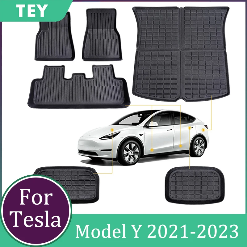 

Mats For Tesla Model Y 2021-2023 Accessories Floor Front Rear Trunk Mats Waterproof Anti-Slip Cargo Liner Mat For Tesla Model Y