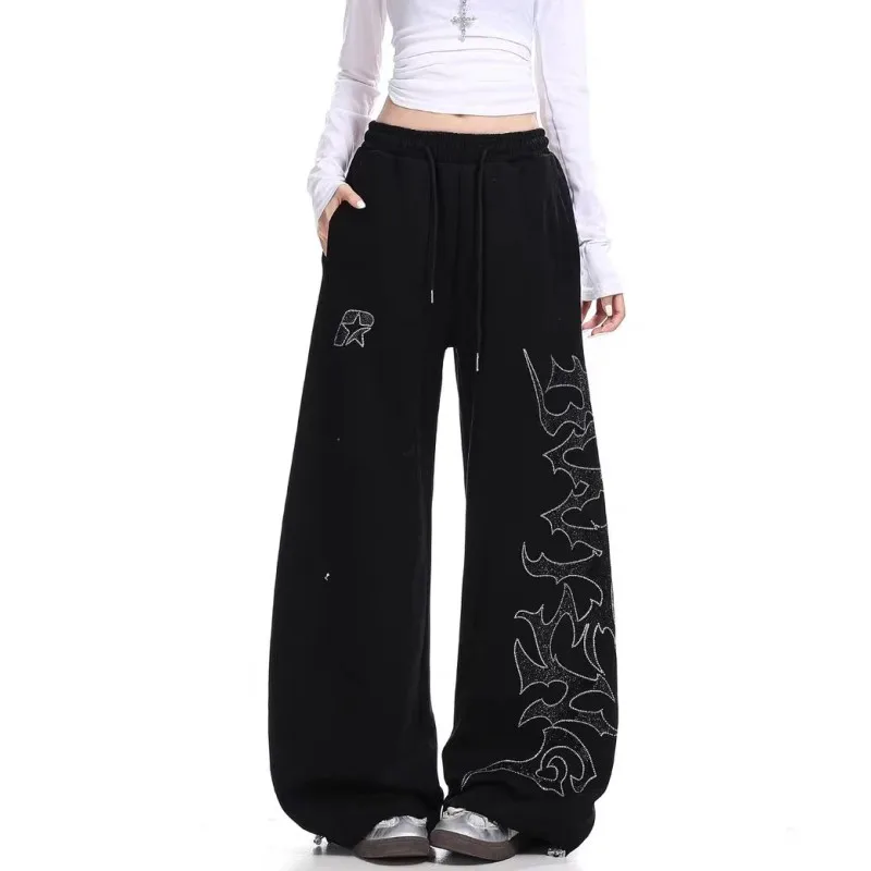 Herbst Winter Neue Jogginghose Frau Mode Druck Kordelzug Design Breite Bein Hosen Frauen Europäer Amerikanischen Stil frauen Hosen – Detail 9