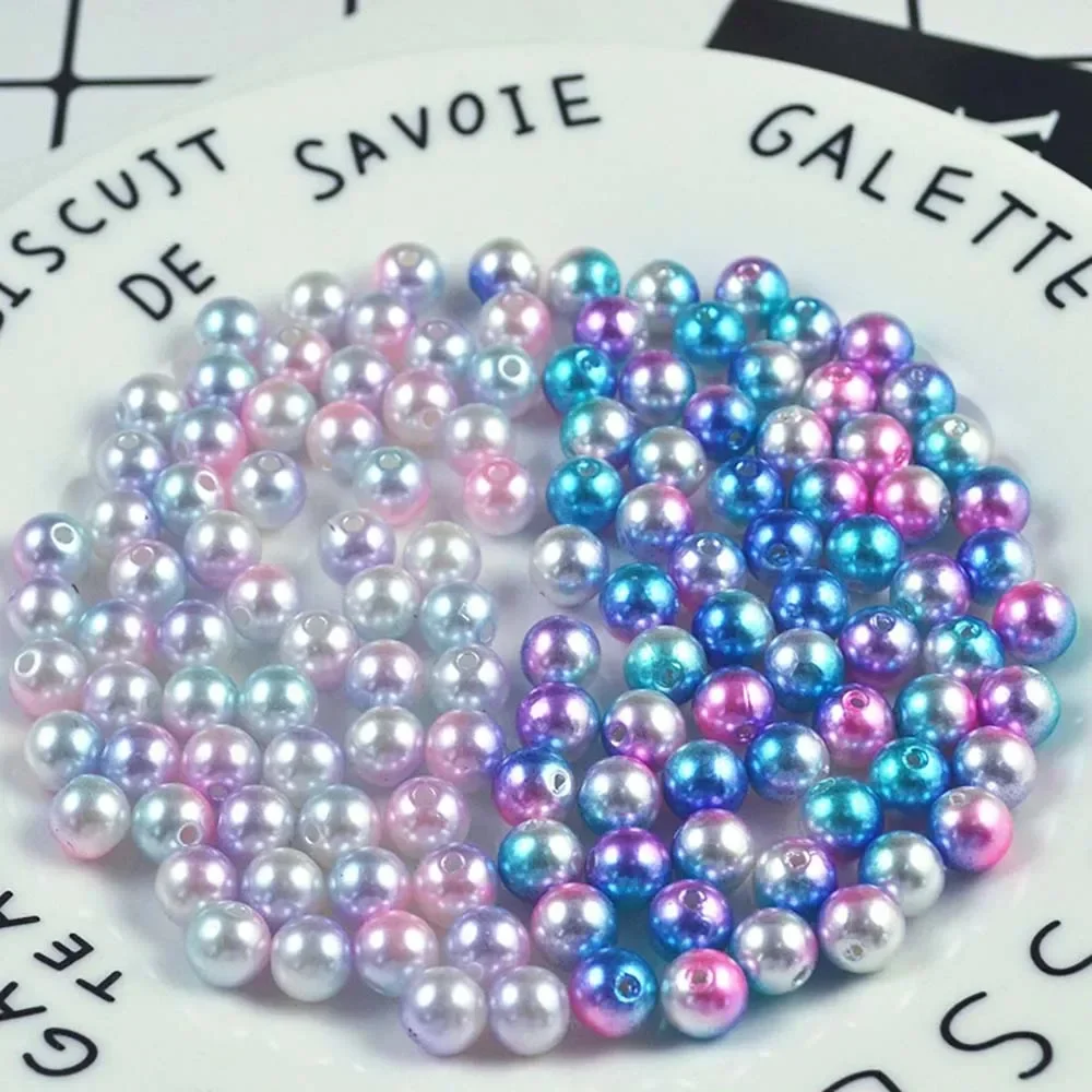 200Pcs/Pack Mermaid Pearl Round Mix Size Colorful Perforated Birthday Party Design Art Bead Clothing Jewelry Accessories Decor