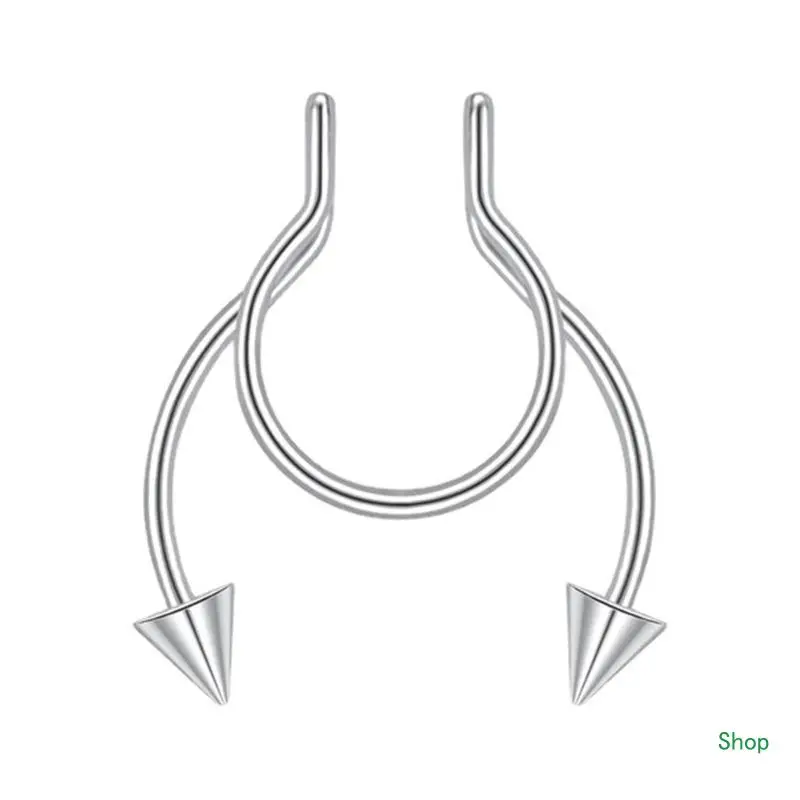 

Dropship Fake Nose Rings Hoops Faux Clip on Nose Ring Non Piercing Cartilage Earring Lip Stainless Steel Ear Nose Septum Rings