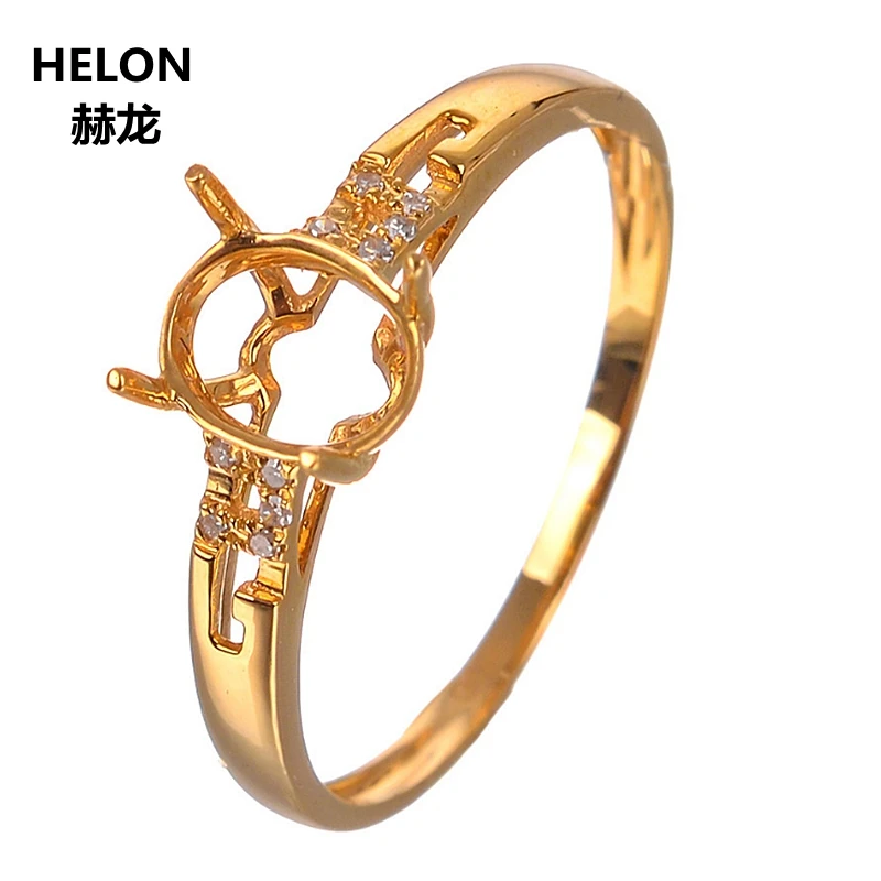 

5x7mm Oval Cut Semi Mount Engagement Wedding Ring Solid 14k Yellow Gold Natural Diamonds Women Ring White Rose Gold Optional