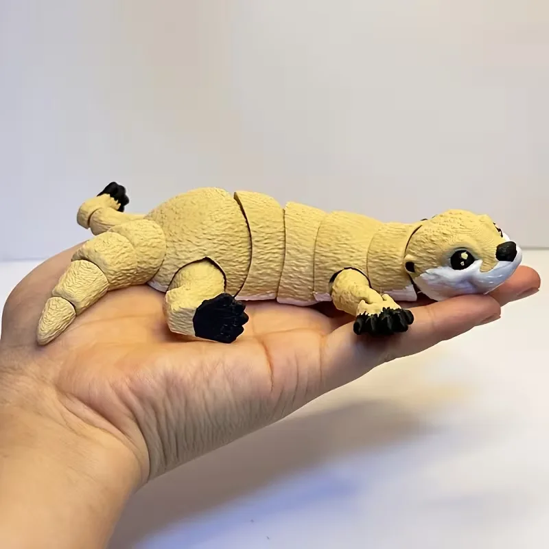 3D Printed Articulated Otter with Movable Limbs - Creative Desktop Decoration