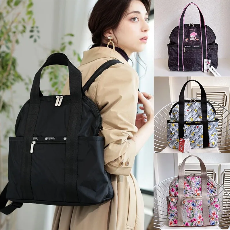 

New Lesportsac Anime Co Branded Fashion Cartoon Printed Handheld Backpack with Plug in Trolley Case for Holiday Birthday Gift