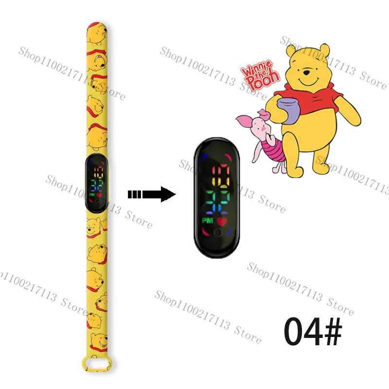 Disney Winnie the Pooh children's watches cartoon print strap LED touch waterproof Sports electronic kids watch birthday gifts 4