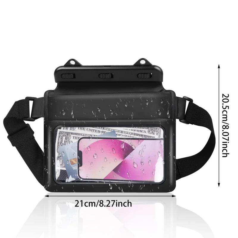 Waterproof Dry Bag Pouch For Phone Bag Adjustable Waist Strap Shoulder Bags Underwater Case For Beach Swimming Boating Fishing