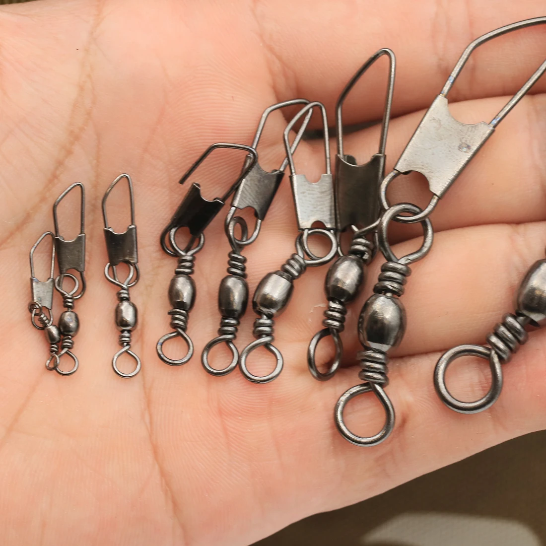 FishTrip Barrel Swivel with Safty Snap American Snap 50Pcs Multitude for Sea Fishing Connector
