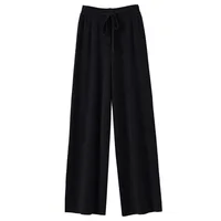 Women's High waisted warm knit wide leg straight leg pants for women, solid color loose wide leg pants - Image 5
