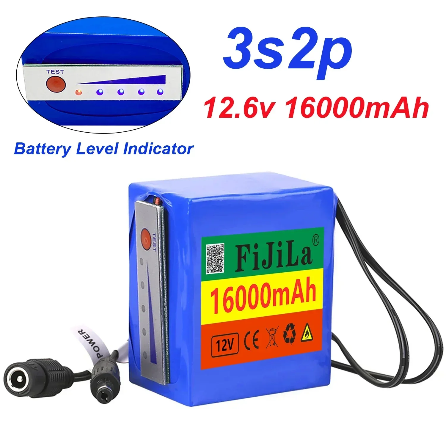 

11,1 v/12,6 v lithium-batterie 12v 18650 3s2p batterie 16000mah anzeige licht für fisch detektor unterwasser angeln kamera