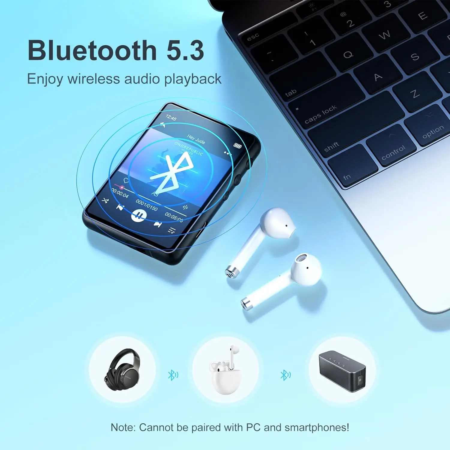 Portable Bluetooth MP3 Player with Touch Screen and 64GB Storage