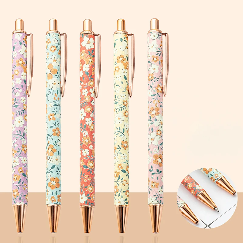 

Kawaii Flowers Ballpoint Pens 1.0mm Luxury Floral Signature Pens Smooth Writing Press Gel Pens Holiday Gifts Office Supplies