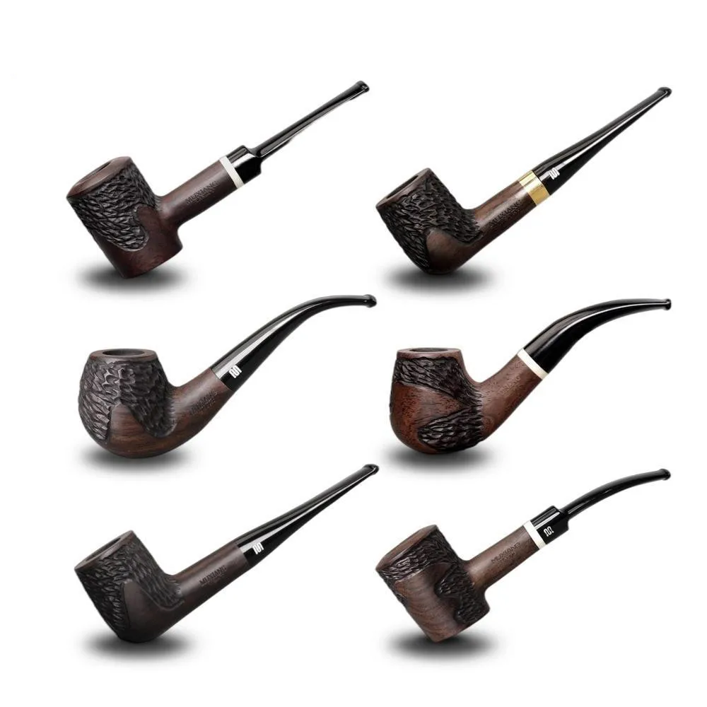 Ebony Wood Pipe Smoking Pipes Portable Smoking Pipe Herb Tobacco Pipes Grinder Smoke Gifts Black/Coffee 1Pc