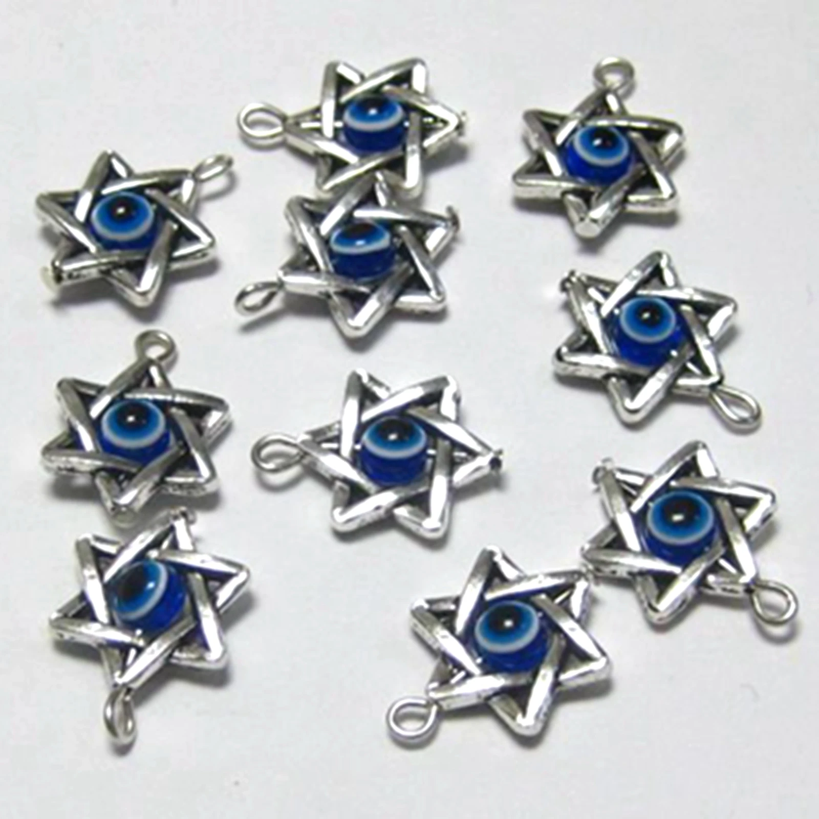 30 Ciondoli In Argento "Stella Di David" Blue Eye Kabbalah