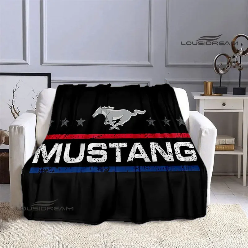 Mustang car logo printed blanket Flannel Blanket Warm blankets for beds rainbow Picnic blanket birthday present 6