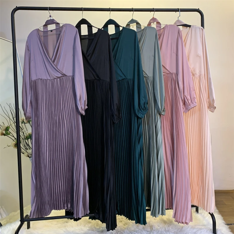 Eid Ramadan Mubarak Caftan Muslim Fashion Satin Evening Prom Dresses Arabic Moroccan Turkey Dubai Abayas For Women Vestidos Robe