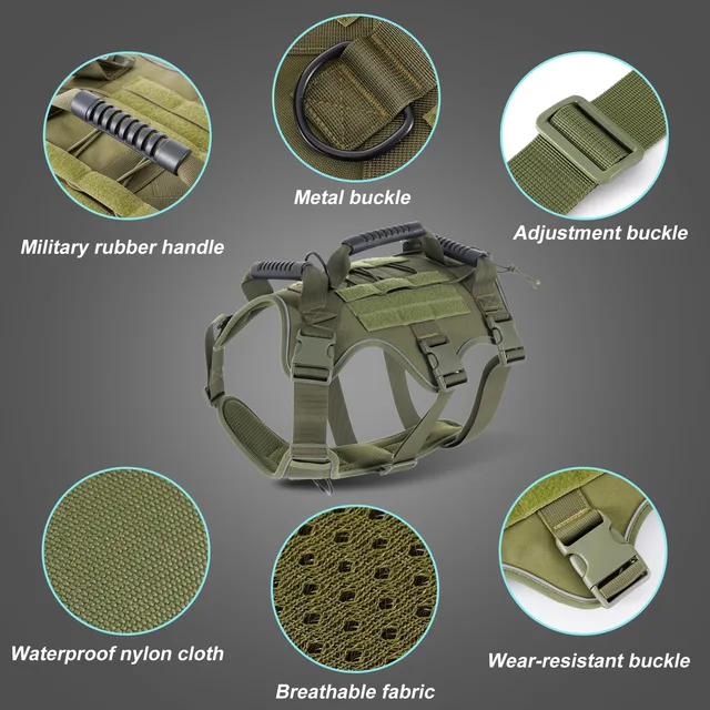 New Tactical Military Vest Pet German Shepherd Golden Retriever Tactical Training Dog Harness for Large Dogs Dog Accessories 4