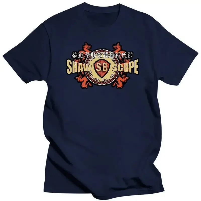 

Vintage Tee shirt for youth middle-aged old age mens clothing Shaw Brothers scope logo black t-shirt ultra cotton for men