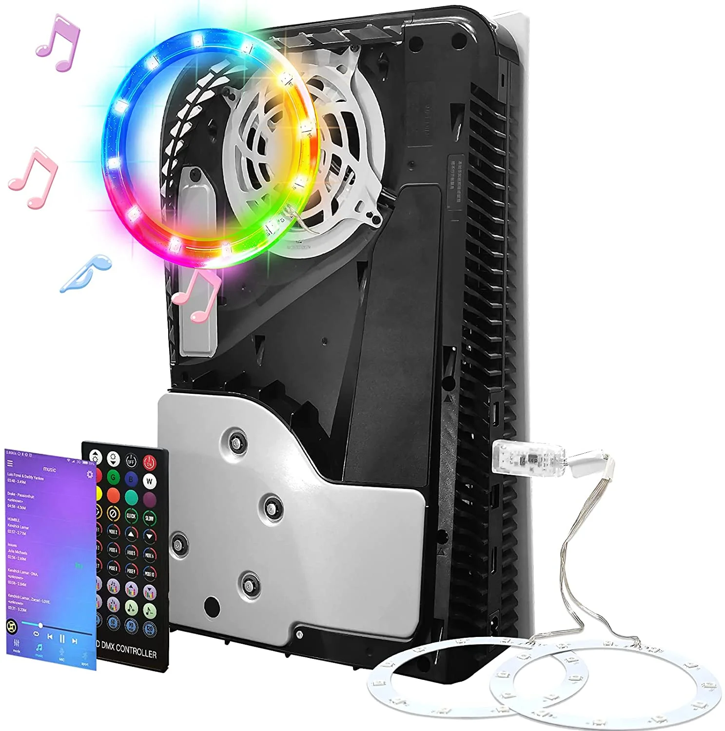 acessórios de decoração diy flexível tira de luz led adesivo música sincronização com cores efeitos iluminação para console