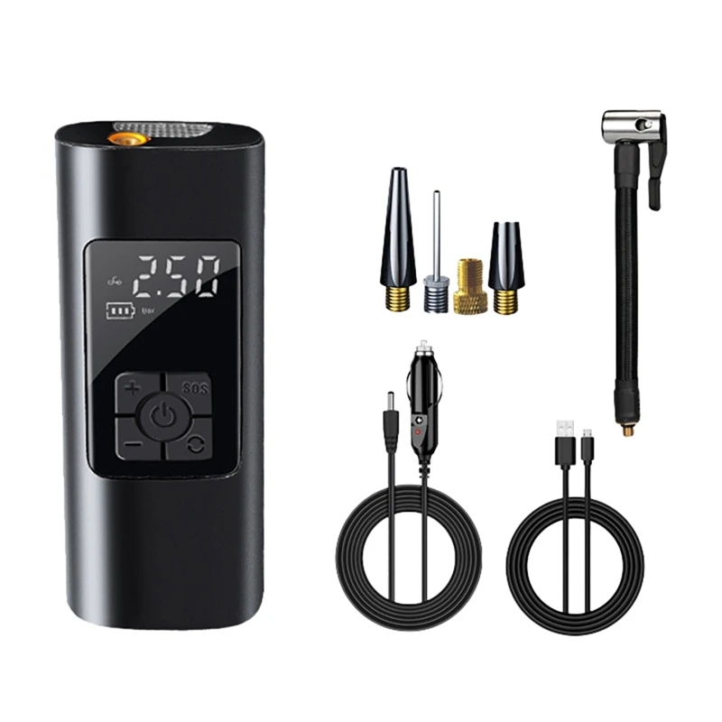 

Car Air Compressor Inflatable Pump With LED Lamp For Motorcycle Bicycle Car Tyre Inflator Cordless Electric Air Pump