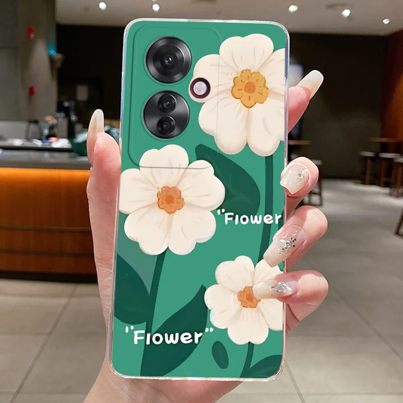 OPPO Reno 11F / Reno 11A 케이스 투명 고급 패션 나비 꽃무늬 소프트 TPU 실리콘 커버 (OPPO Reno11 F A 폰 케이스용)