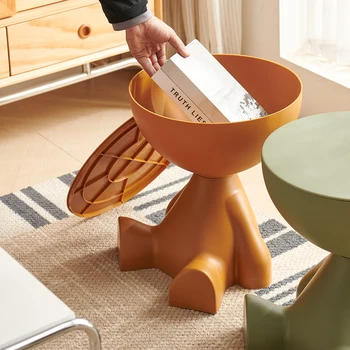 Small flat head coffee table cream style, home living room sofa side table table, round side table 2