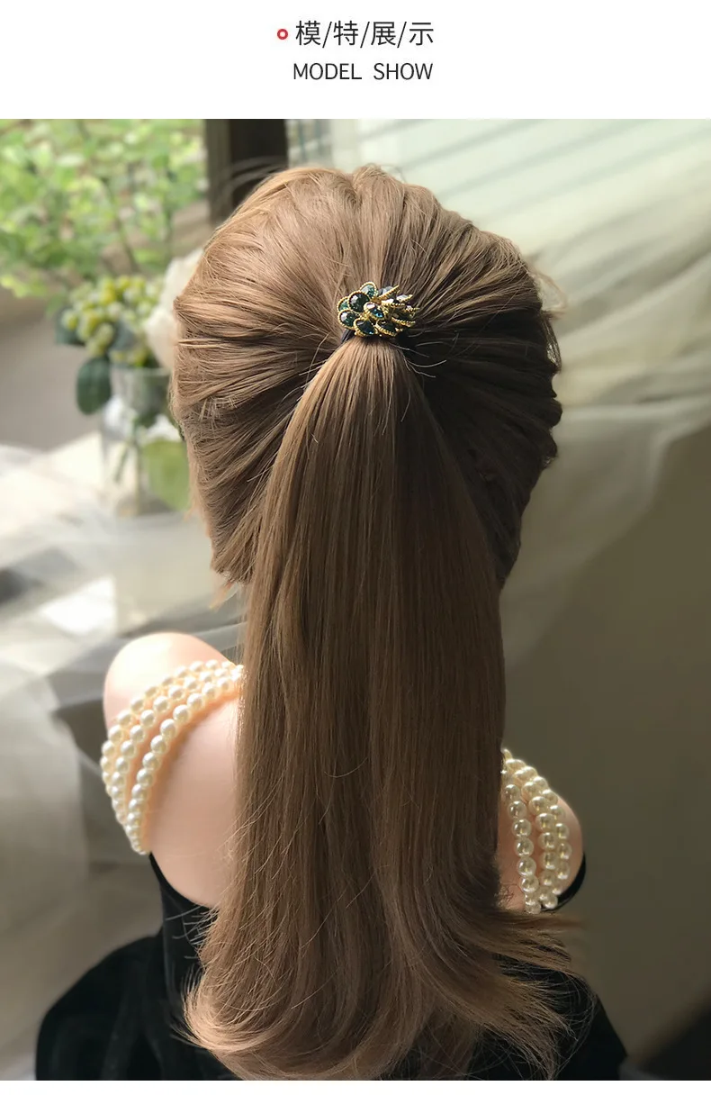 Koreanische Mode Strass Elastische Haar Gummibänder Für Mädchen Krawatte Haar Ring Seil Scrunchie Büro Zubehör Pferdeschwanz Kopfschmuck – Detail 13