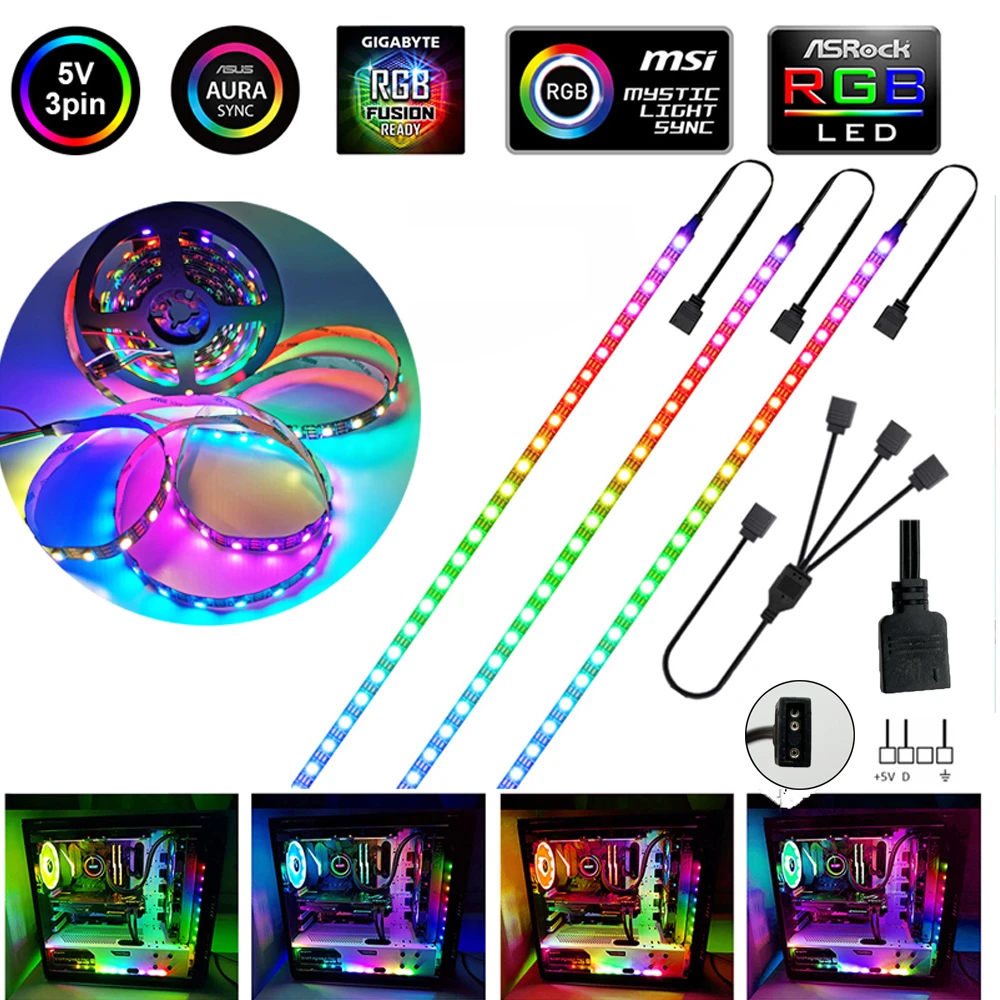 bundel vermogen Schiereiland WS2812B RGB LED Strip 5V 3 Pin Addressable LED Headers PC for ASUS AURA  SYNC , MSI Mystic Light Sync , GIGABYTE RGB Fusion 2.0|LED Strips| -  AliExpress