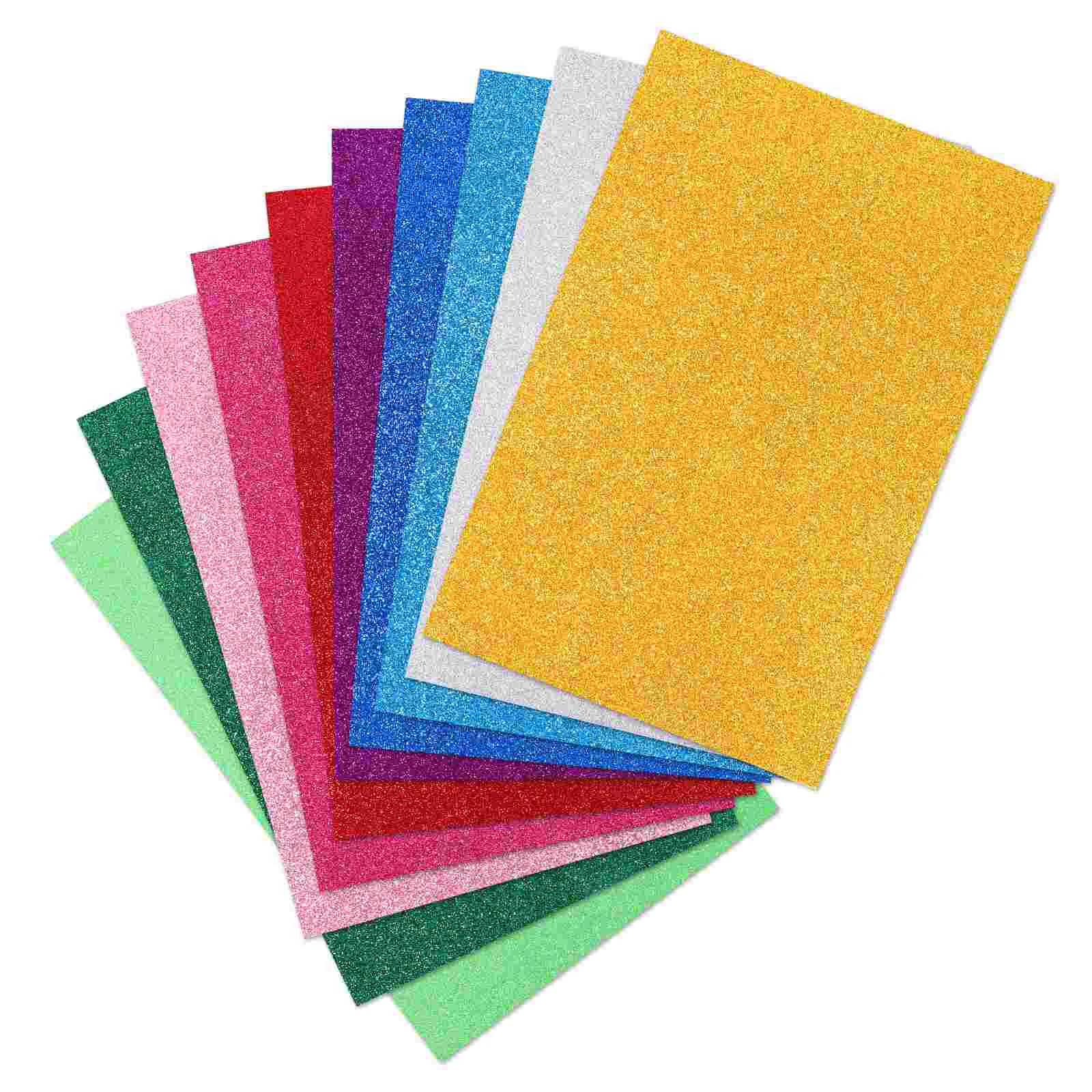 

10 Pieces 30 x 20cm Glitter Sponge Craft Paper Thicken Colorful EVA Handicraft Paper for DIY Crafts Projects ( Mixed Color )