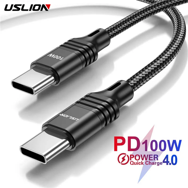 

USLION 100W USB C To Type C Cable For Macbook Pro USB-C PD Fast Charging Charger Cable Data Cord For Samsung Xiaomi Type-C Cable