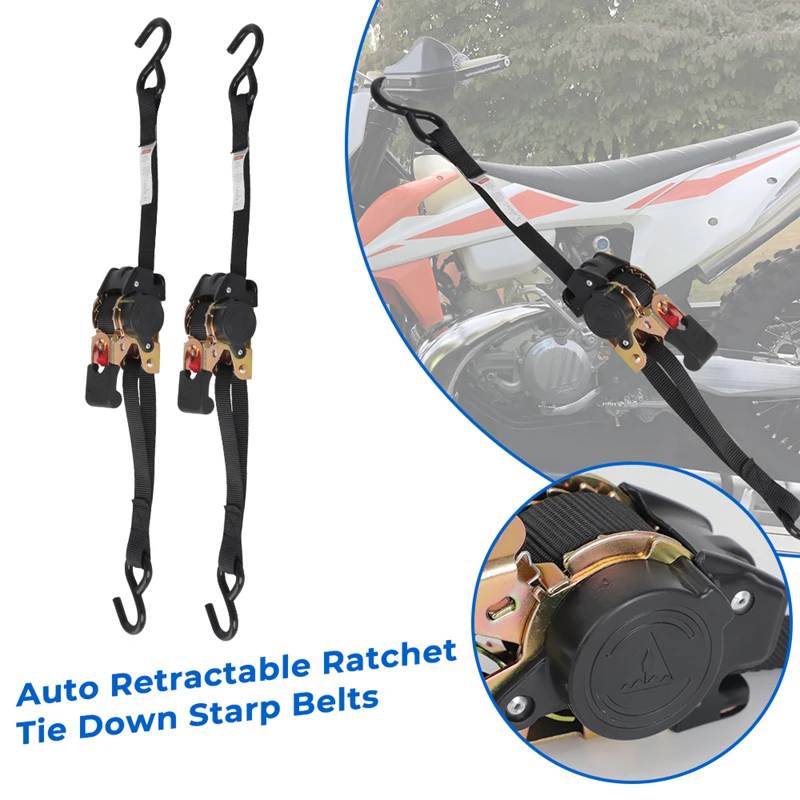 Auto Retractable Easy To Carry Ratchet Tie Down Starp S-hooks 25MMx2M Universal Tools Tie Down Belts With Automatic Rollup