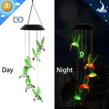 

Solar Wind Chime Light LED Wind Chime RGB Hummingbird 8h Bright Outdoor Waterproof