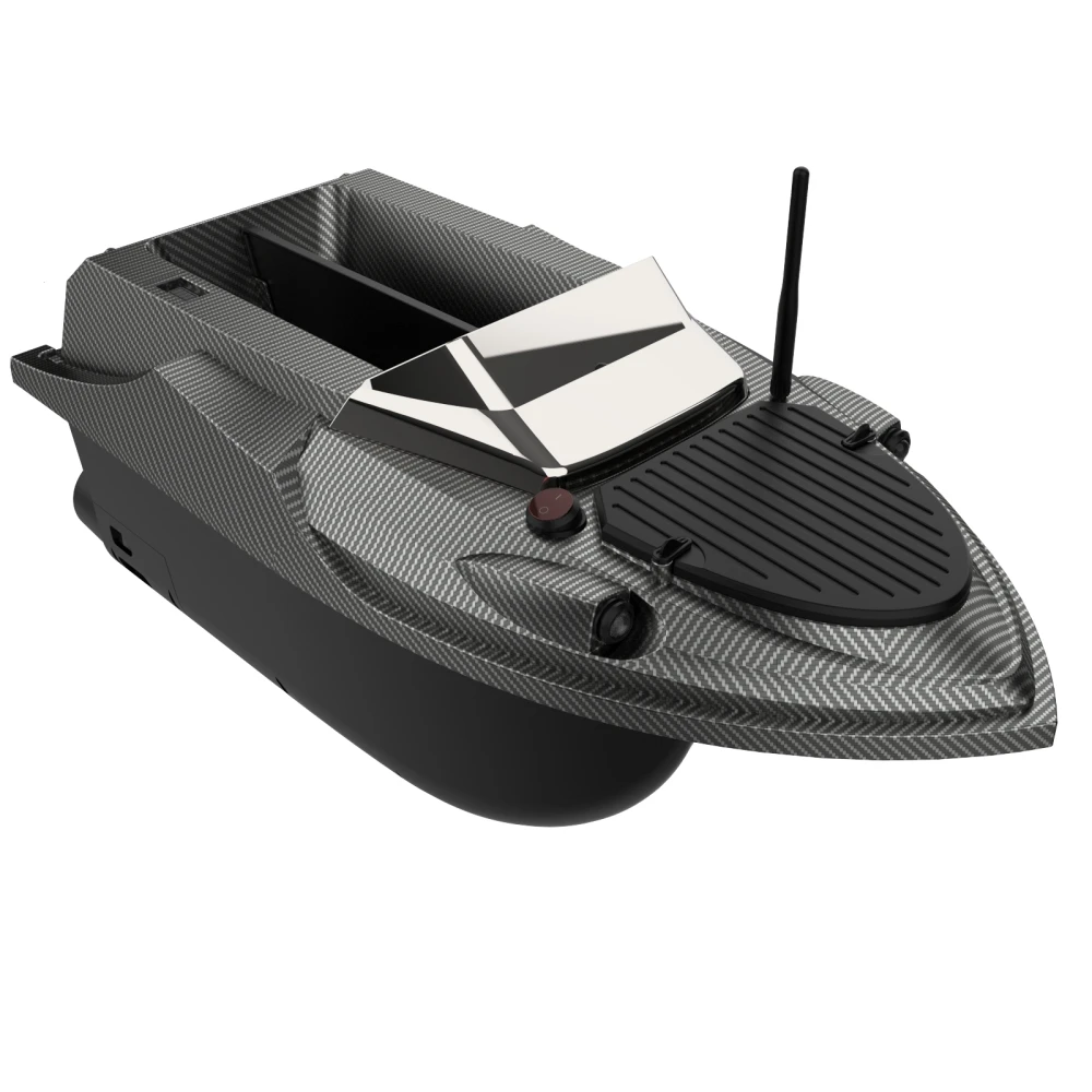 Barca Porta Esca GPS RC Con Batteria 12000 MAh - Modello Cruise Automatico - Telecomando 500m E Luci LED Per Pesca Notturna (Nero)