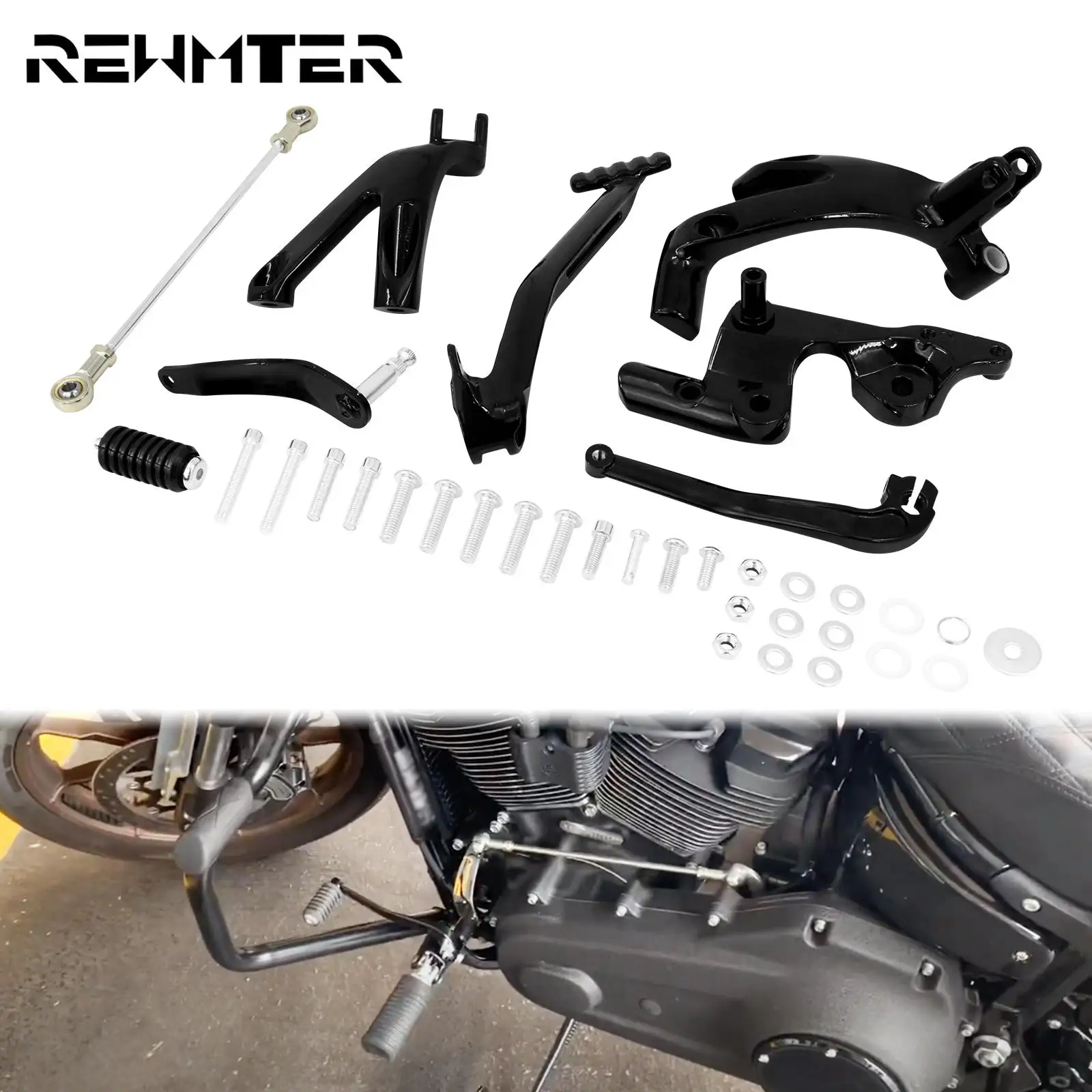 Motorcycle Aluminum Forward Control Foot Peg Kits Set Black For Harley Softail Low Rider FXLR