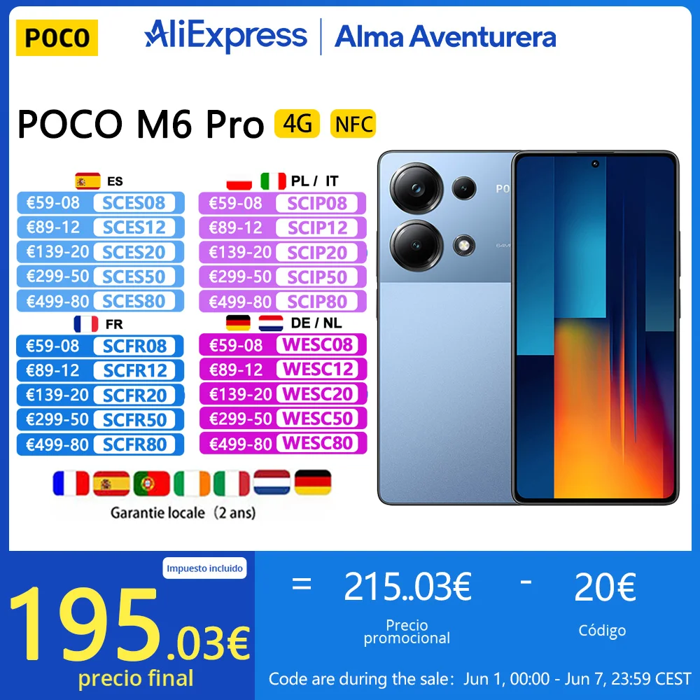 POCO M6 Pro 4G smartphone NFC helium G99-Ultra 120 Hz flow AMOLED 64MP camera 67 W 5000 mAh opladen lokale garantie wereldwijde versie