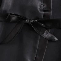 Black Sexy Women's Pajamas Satin 4-piece Lace Silk Suspender Tops Shorts Robe Pajamas Set Nightgown Underwear Nightdress Suit - Image 6
