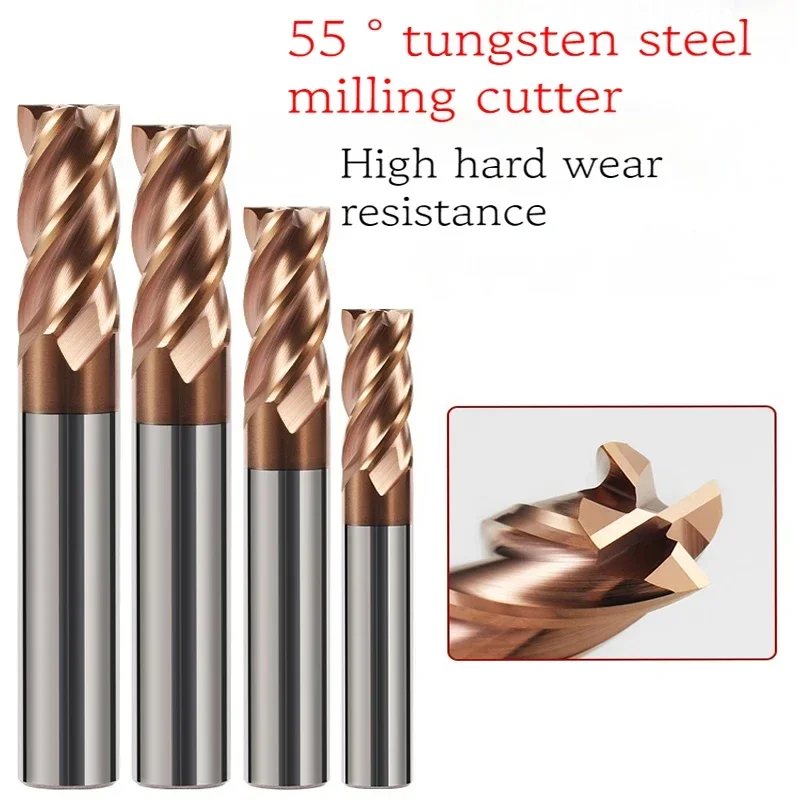 Carbide End Mill HRC55 Carbide End Mill 4Flutes Metal Steel Tungsten Milling Cutter Alloy Coating Cutting Tool CNC Maching 1 2 3 4 5 6 7 8 9-20MM