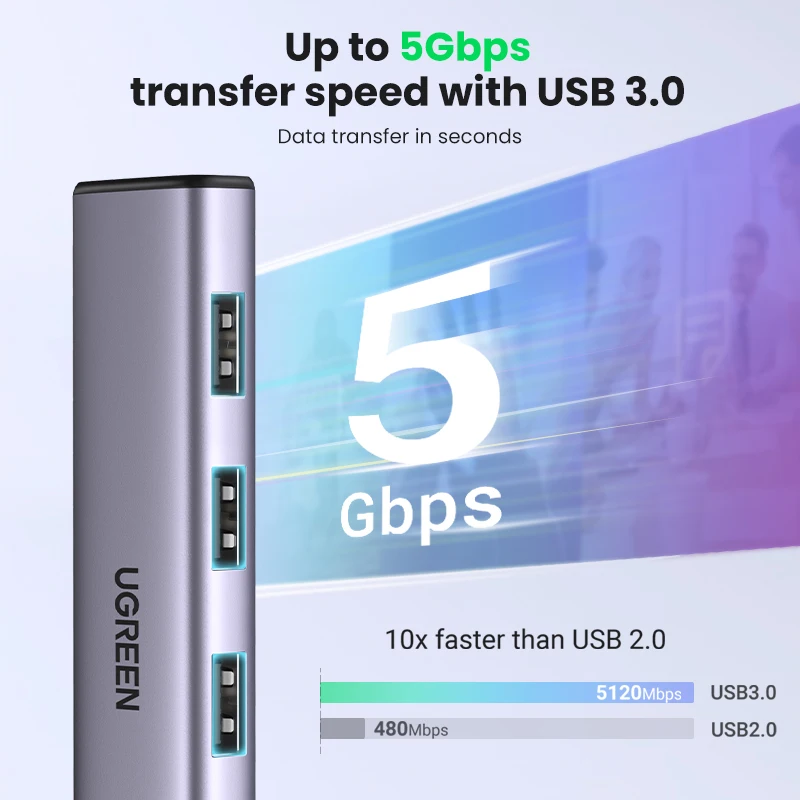 Ugreen-hub Usb 3.0 Adaptador Ethernet Rj45 Compatível com a tv Box Xiaomi mi Box s Placas de rede - Imagem 3