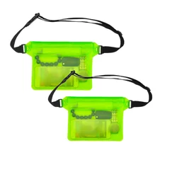 Waterproof PVC Beach & Diving Waist Pack with Mobile Phone Case (Green - 2pcs)