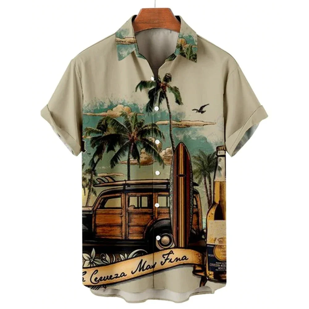 

Summer Shirt Hawaiian Shirts For Men Beach Vacation Short Sleeve Tops Casual Men's Blouse Fashion Camisas Summer Clothes