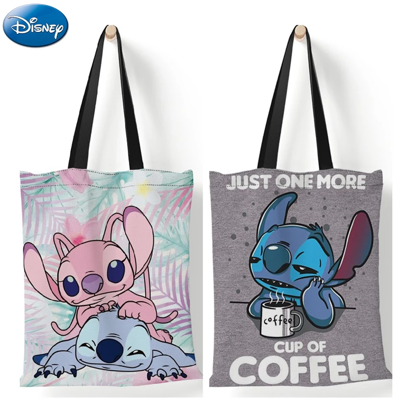 

New Disney Lilo & Stitch Canvas Bag Woman Cartoon Anime Shoulder Bag Outdoor Shopping Kawaii Tote Bags for Girls Christmas Gift